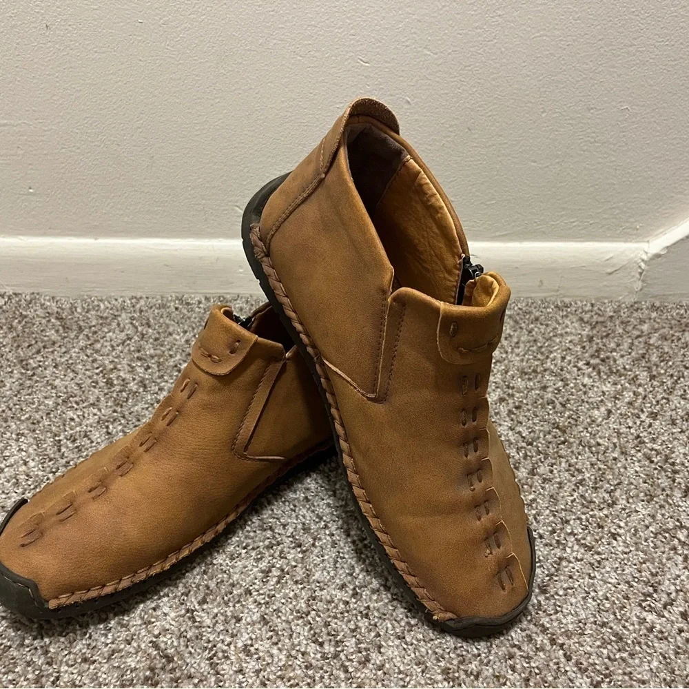 Kaegreel Vintage Hand Stitch Leather Casual Boots